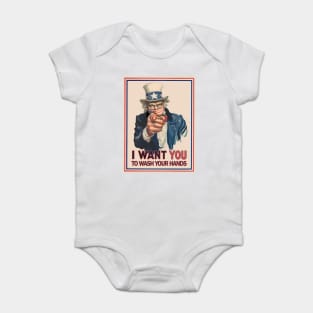 Uncle Sam I Want You To Wash Your Hands Coronavirus 2020 Poster Baby Bodysuit